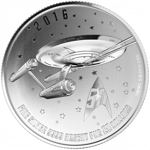 2016 Canadian 20 For 20 Star Trek™ Uss Enterprise Fine Silver Coin In